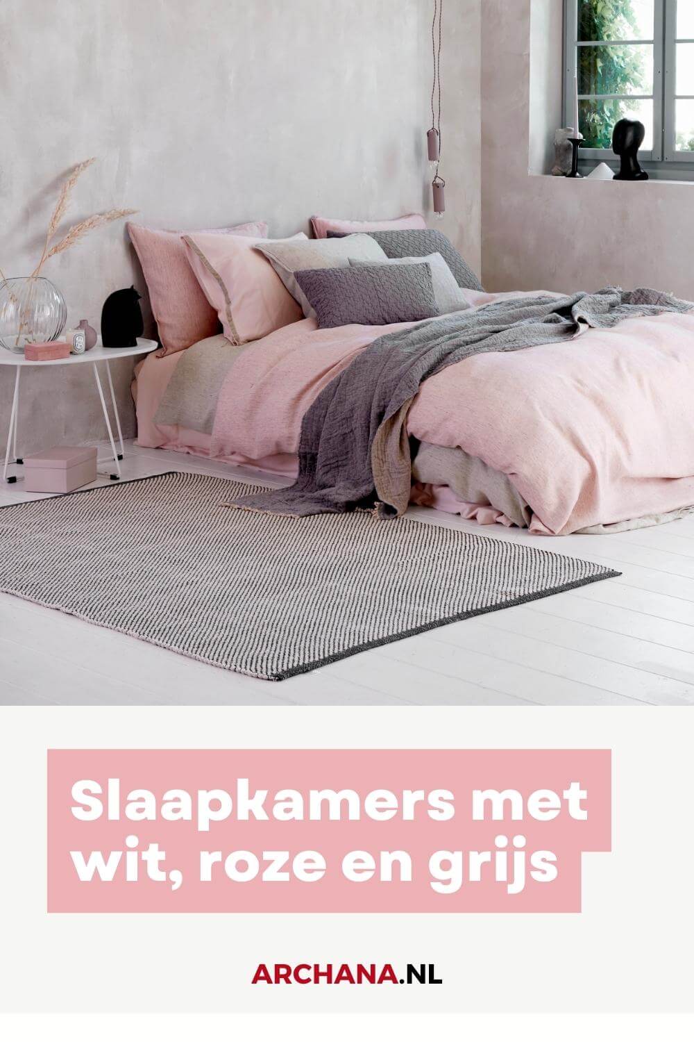 vuilnis onbekend Pijl Ideeën voor een slaapkamer met wit, roze en grijs • ARCHANA.NL