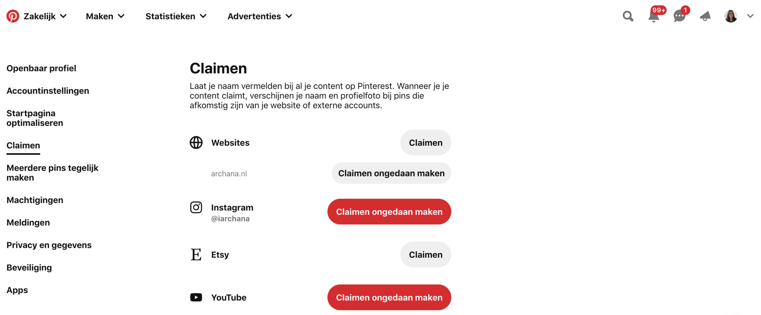 Je Instagram account claimen op Pinterest - ARCHANA.NL | Pinterest Marketing Expert