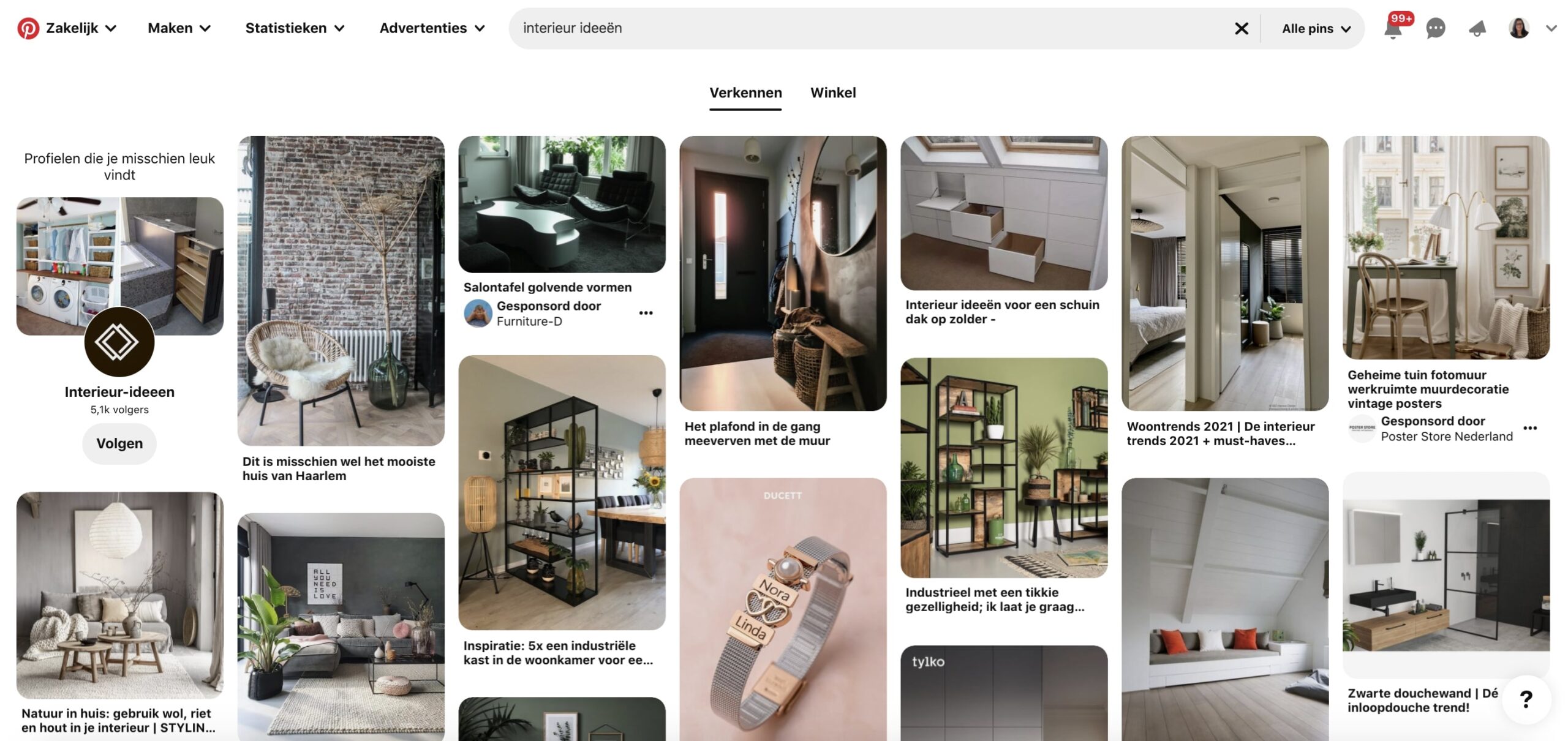 Visuele zoekresultaten op Pinterest