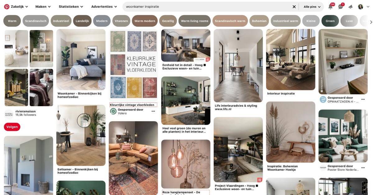 Pinterest Feed na het geven van een zoekopdracht - ARCHANA.NL