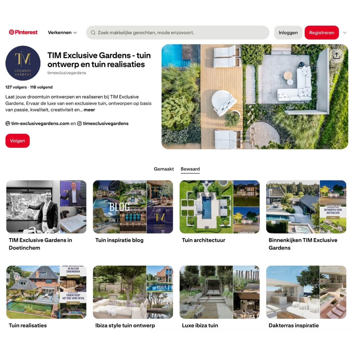 Pinteres Account Inrichten en Optimaliseren Pinterest Account Inrichten en Optimaliseren voor TIM Exclusive Gardens