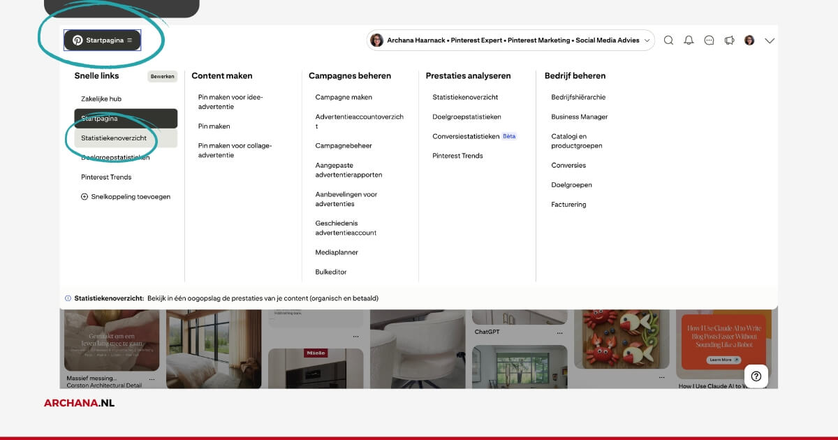 Pinterest Analytics openen Pinterest Analytics openen